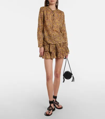 Isabel Marant Étoile Maria Floral Cotton Voile Blouse In Brown