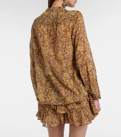 Isabel Marant Étoile Maria Floral Cotton Voile Blouse In Brown