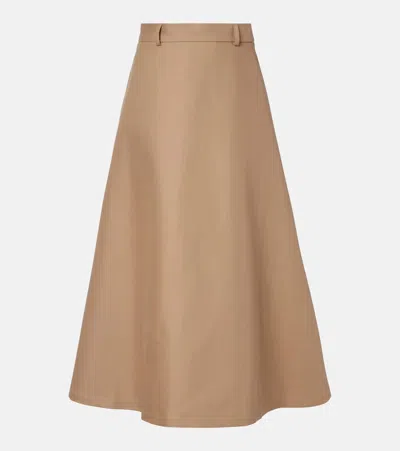 Rohe Róhe Cotton Midi Skirt In Brown