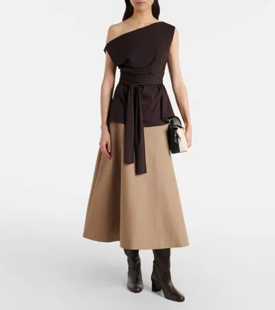Rohe Róhe Cotton Midi Skirt In Brown