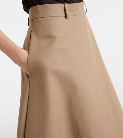 Rohe Róhe Cotton Midi Skirt In Brown