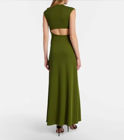 Christopher Esber Mineral Stone Embellished Jersey Maxi Dress In Green