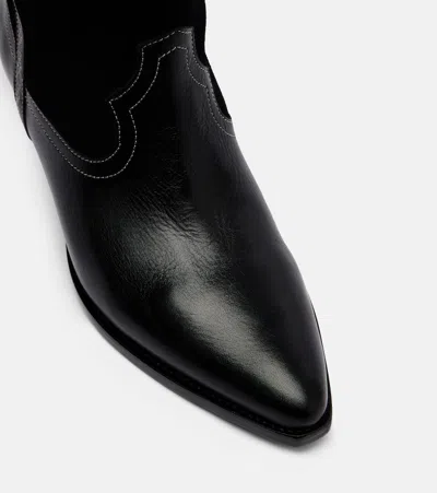 Isabel Marant Duerte 40 Leather And Suede Cowboy Boots In Black
