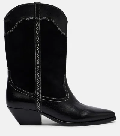 Isabel Marant Duerte 40 Leather And Suede Cowboy Boots In Black