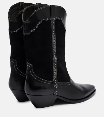 Isabel Marant Duerte 40 Leather And Suede Cowboy Boots In Black