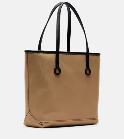 Jw Anderson Leather-trimmed Canvas Tote Bag In Brown