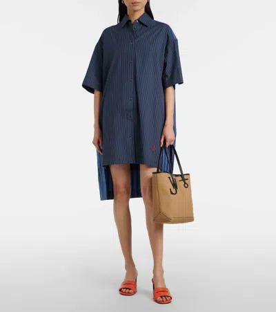 Jw Anderson Leather-trimmed Canvas Tote Bag In Brown