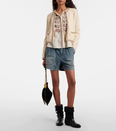 Isabel Marant Étoile Rochelle Wool-blend Tweed Cardigan In Brown