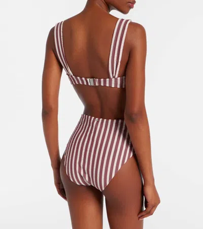 Simkhai Anniston Striped Bikini Top In Burgundy