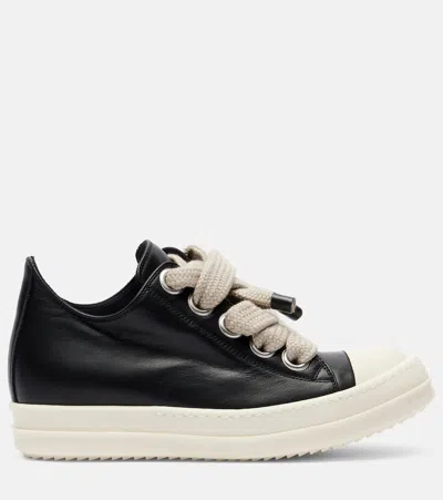 Rick Owens Jumbolace Leather Sneakers In Black