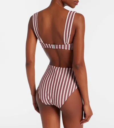 Simkhai Striped Bikini Bottoms In Burgundy