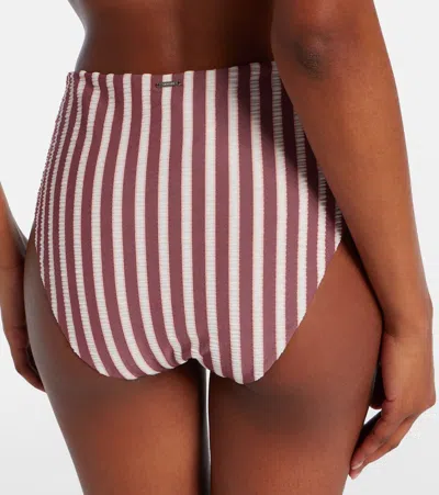 Simkhai Striped Bikini Bottoms In Burgundy