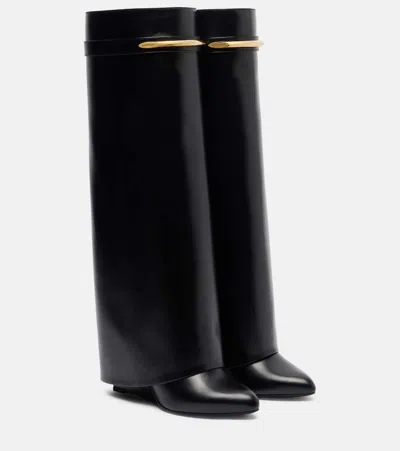 Givenchy Shark 95 Leather Knee-high Boots In Black