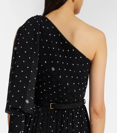 Elie Saab Polka-dot One-shoulder Gown In Black