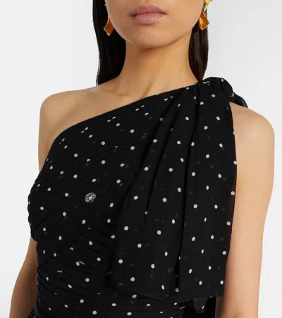 Elie Saab Polka-dot One-shoulder Gown In Black