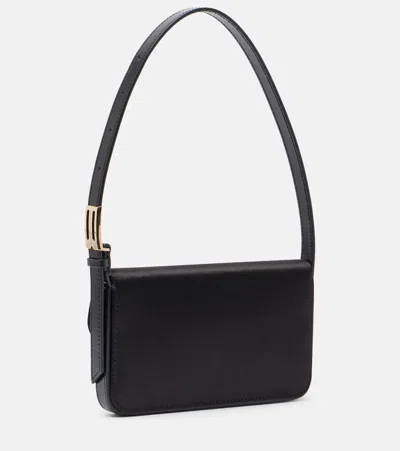 Victoria Beckham Dorian Mini Leather-trimmed Shoulder Bag In Black