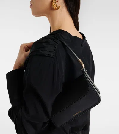 Victoria Beckham Dorian Mini Leather-trimmed Shoulder Bag In Black