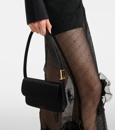 Victoria Beckham Dorian Mini Leather-trimmed Shoulder Bag In Black