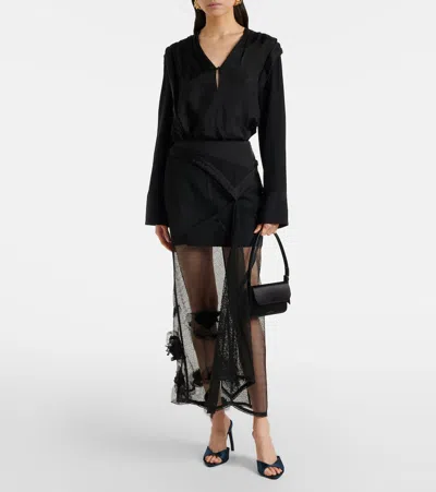 Victoria Beckham Dorian Mini Leather-trimmed Shoulder Bag In Black