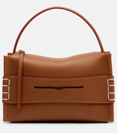 Jw Anderson Loafer Leather Shoulder Bag With Detachable Strap In Brown