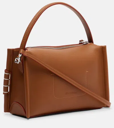 Jw Anderson Loafer Leather Shoulder Bag With Detachable Strap In Brown