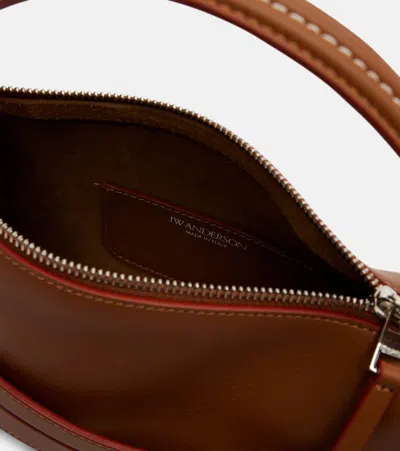 Jw Anderson Loafer Leather Shoulder Bag With Detachable Strap In Brown