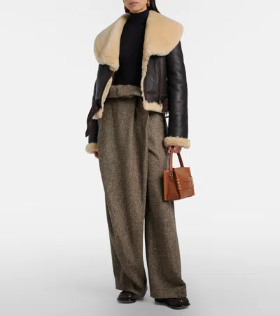 Jw Anderson Loafer Leather Shoulder Bag With Detachable Strap In Brown