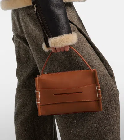 Jw Anderson Loafer Leather Shoulder Bag With Detachable Strap In Brown