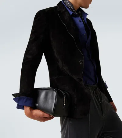 Tom Ford Logo Leather Toiletry Bag In Black