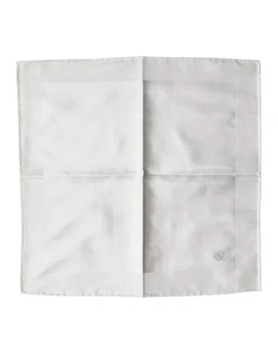 Dolce & Gabbana White Logo Silk Square Handkerchief Scarf In White