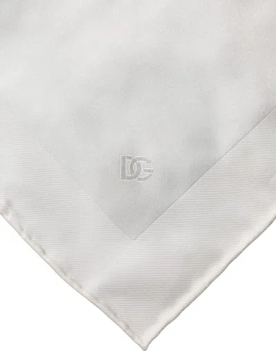 Dolce & Gabbana White Logo Silk Square Handkerchief Scarf In White