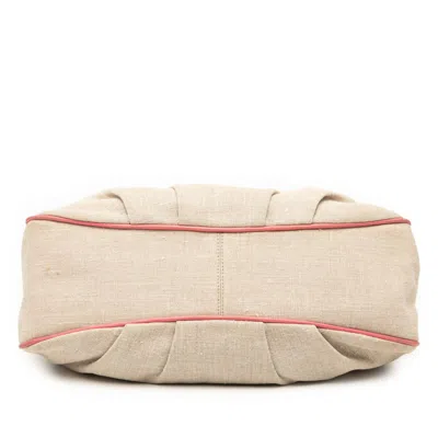Pre-owned Fendi Beige Pink Canvas Leather Shoulder Bag () In Multi