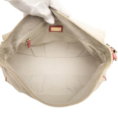 Pre-owned Fendi Beige Pink Canvas Leather Shoulder Bag () In Multi