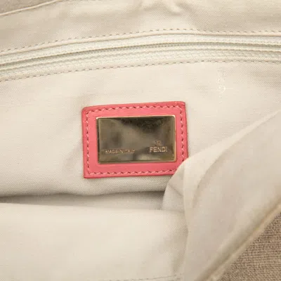 Pre-owned Fendi Beige Pink Canvas Leather Shoulder Bag () In Multi