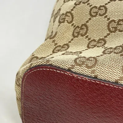 Pre-owned Gucci Beige Bordeaux Canvas Shoulder Bag () In Multi