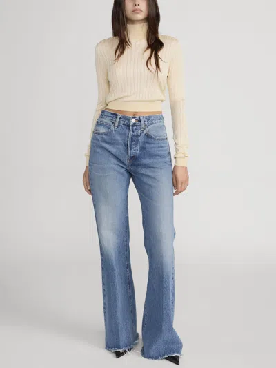 Frame The Lax Distressed Flared-leg Denim Jeans In Blue