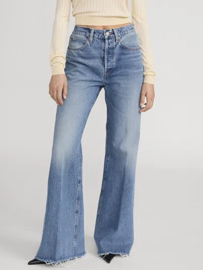 Frame The Lax Distressed Flared-leg Denim Jeans In Blue