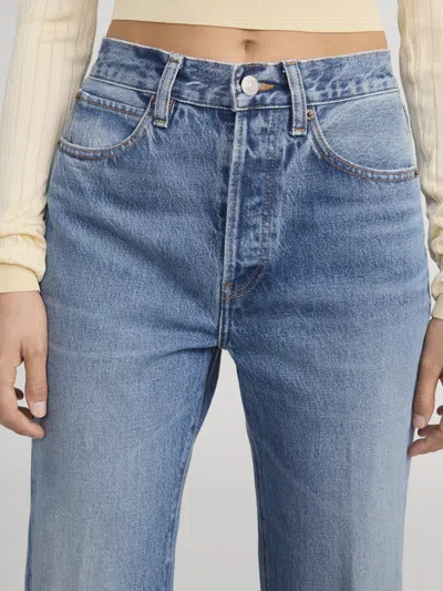Frame The Lax Distressed Flared-leg Denim Jeans In Blue