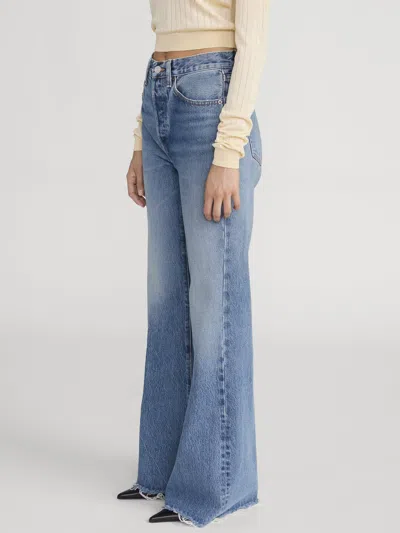 Frame The Lax Distressed Flared-leg Denim Jeans In Blue