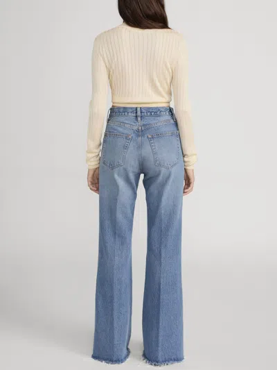 Frame The Lax Distressed Flared-leg Denim Jeans In Blue