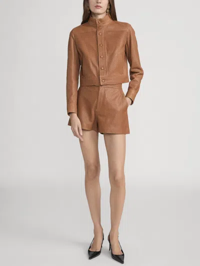 Frame The Leather Boy Shorts In Animal Print