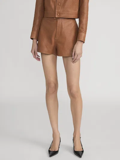 Frame The Leather Boy Shorts In Animal Print