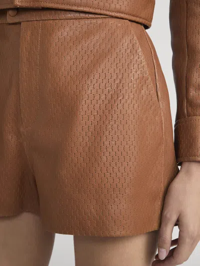 Frame The Leather Boy Shorts In Animal Print