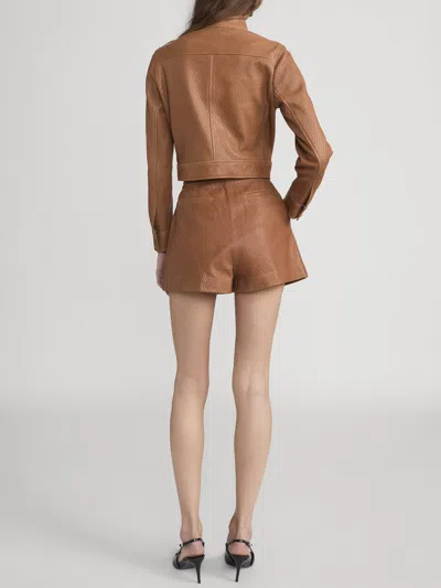 Frame The Leather Boy Shorts In Animal Print