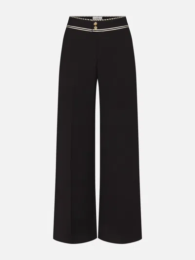 Frame The Prim Slim Palazzo Trouser Pants In Black