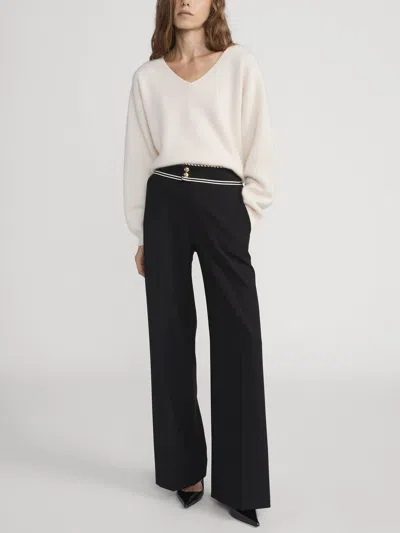 Frame The Prim Slim Palazzo Trouser Pants In Black