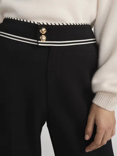 Frame The Prim Slim Palazzo Trouser Pants In Black