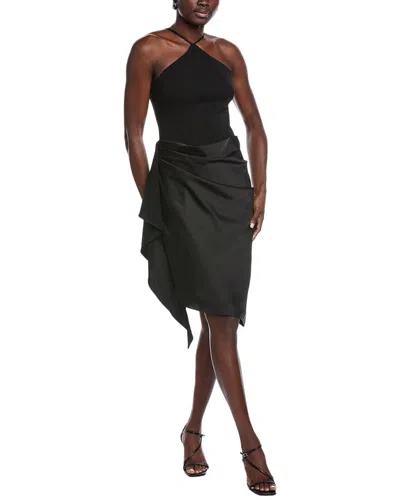 Aidan Mattox Solid Mid Dress In Black
