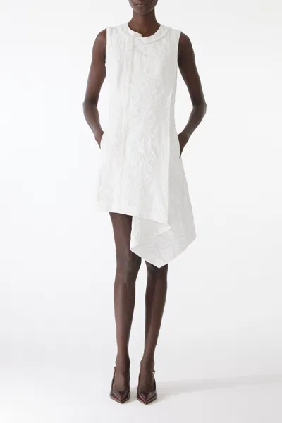 Jason Wu Textured Cotton Asymmetrical Mini Dress In White