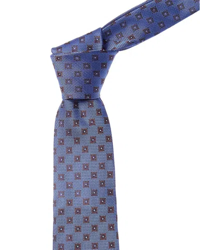 Canali Blue Squares Silk Tie In Blue